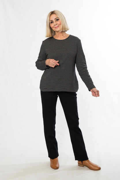 Slant zip pocket bengaline pant #6734 Black