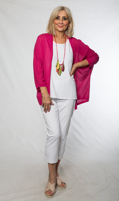3/4 sleeve linen blend shrug #5169 Rose