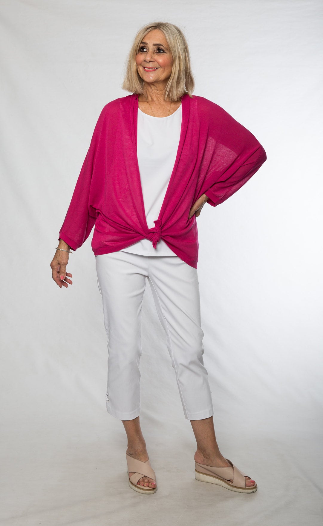 3/4 sleeve linen blend shrug #5169 Rose