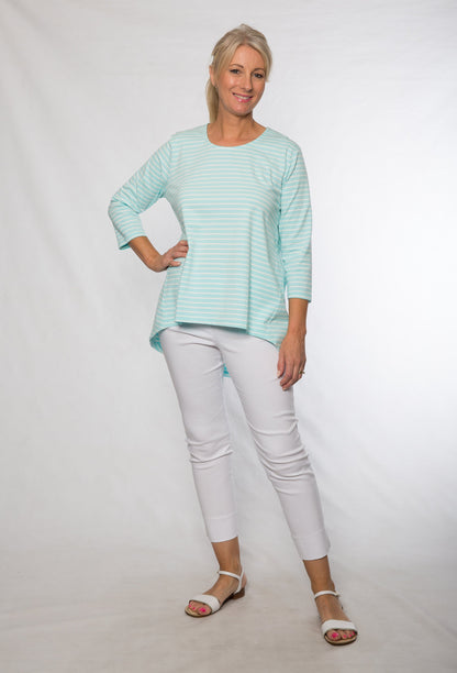 Stretch cotton stripe swing top #170 Green