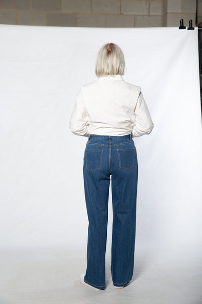 Stretch denim wide leg jean #6738 STONEWASH